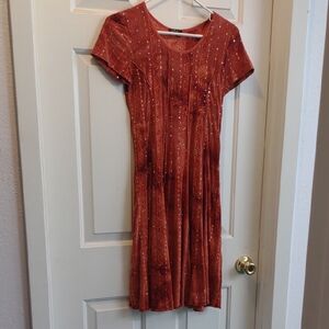 Elegant Sequined Rust Dress
